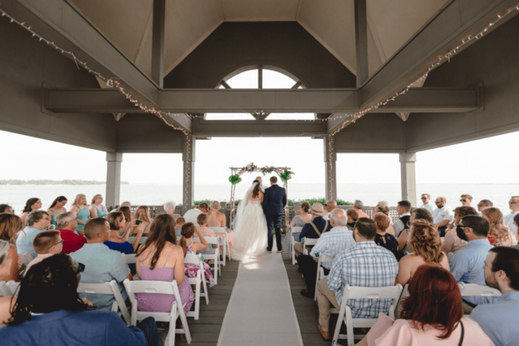 Ceremony inside Pots Nets Seaside Pavilion