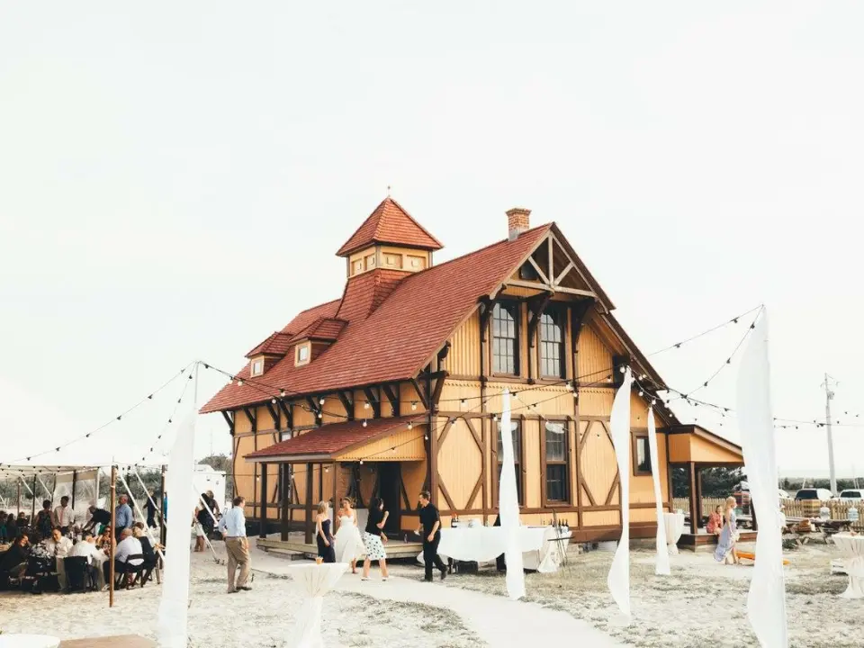 Indian River Life Saving Station Museum with Outdoor Lighting for a Delaware Beach Wedding