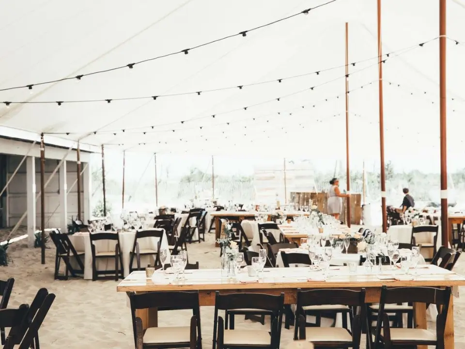 Sailcloth Tent for a Delaware Beach Wedding in Rehoboth Beach at Indian River Life Saving Station venue