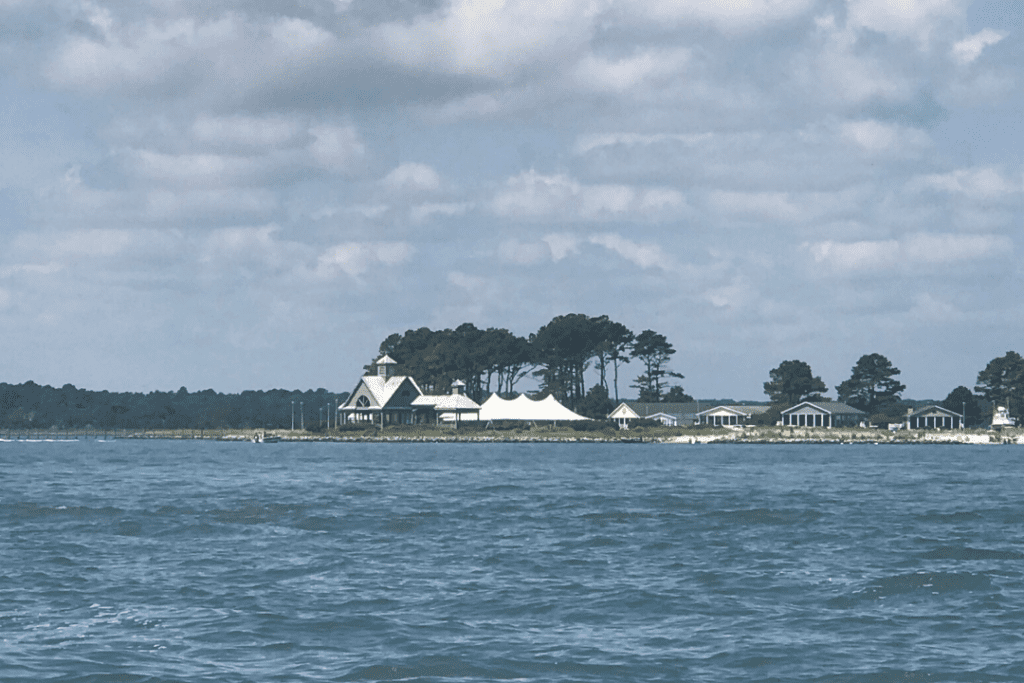 Water View of Wedding Tent at Pots Net Seaside. Delaware Tent Rental