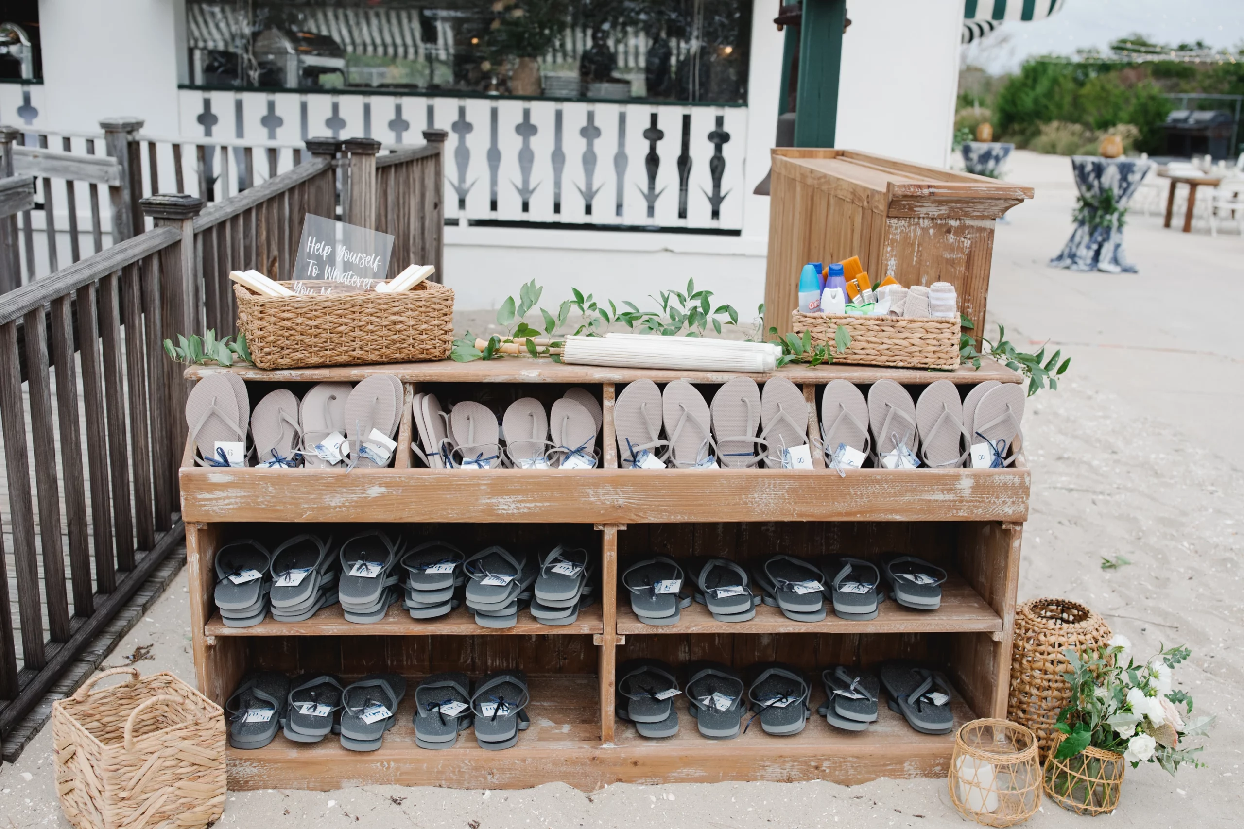 flip flop station for beach wedding