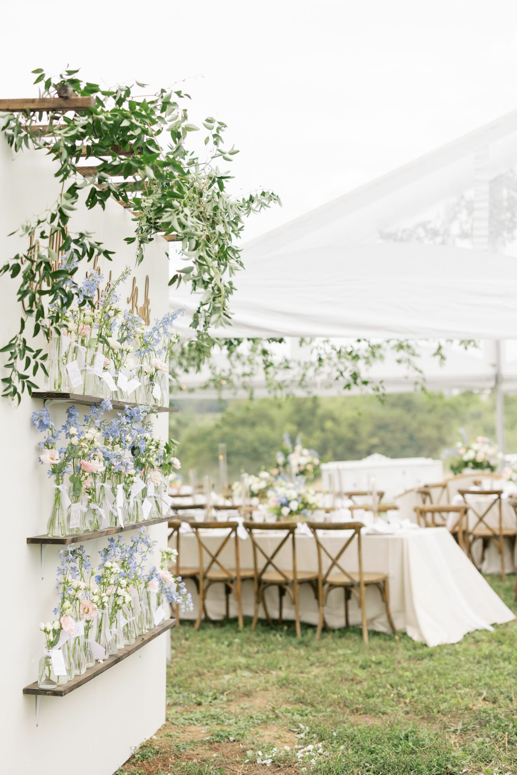 tent entrance with flower wall