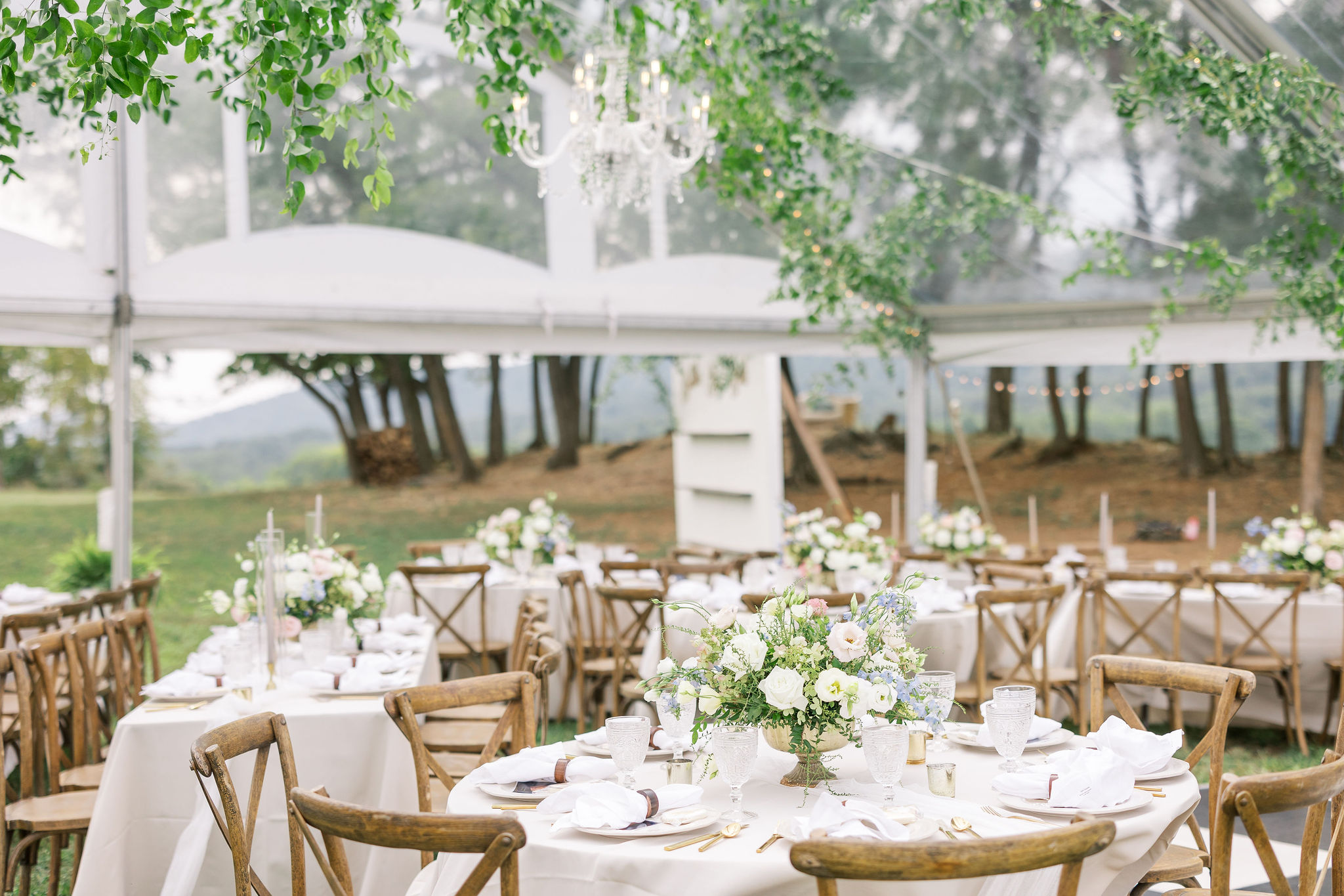 clear top tent crossback chairs