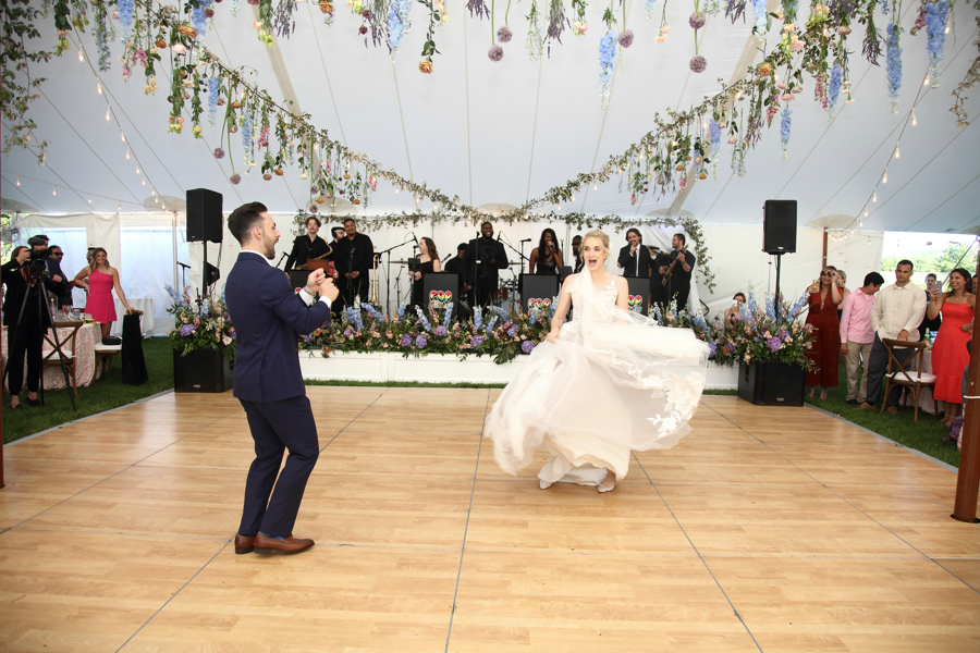 bride and groom dancing on dance floor