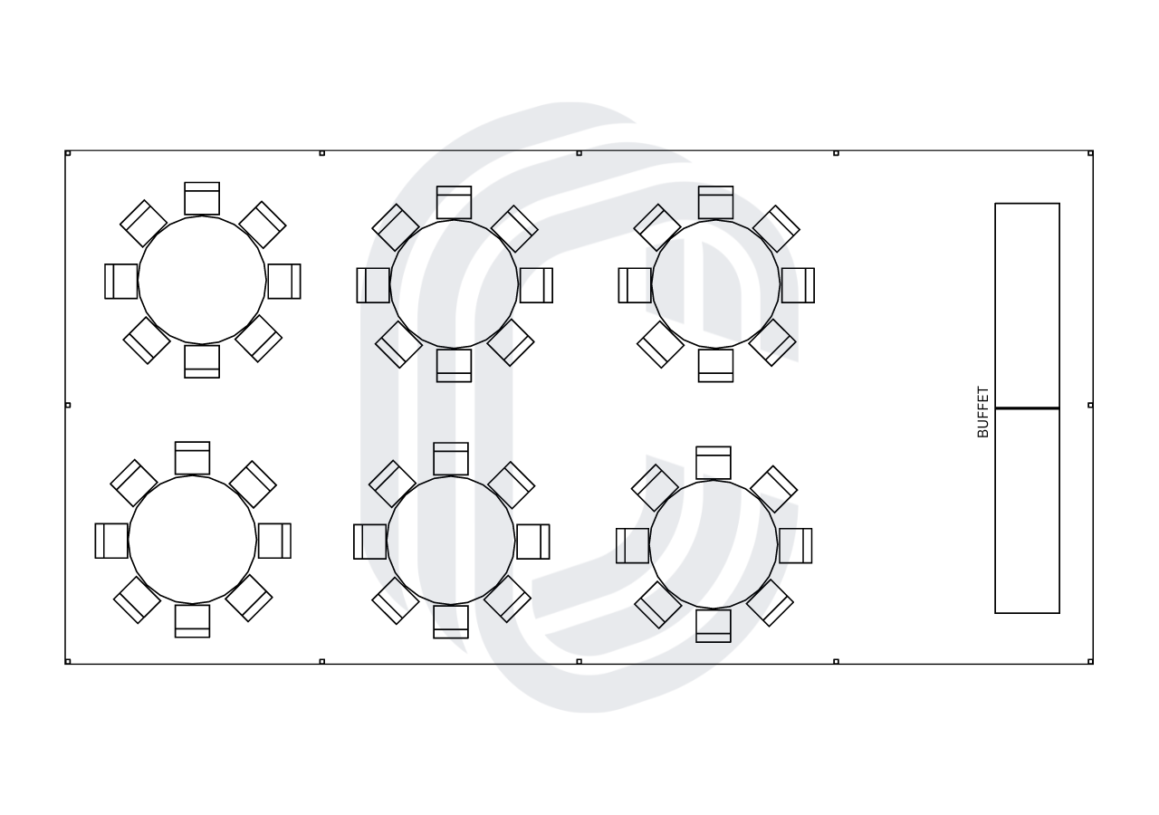 20' by 40' Frame Tent Layout for 48 Guests