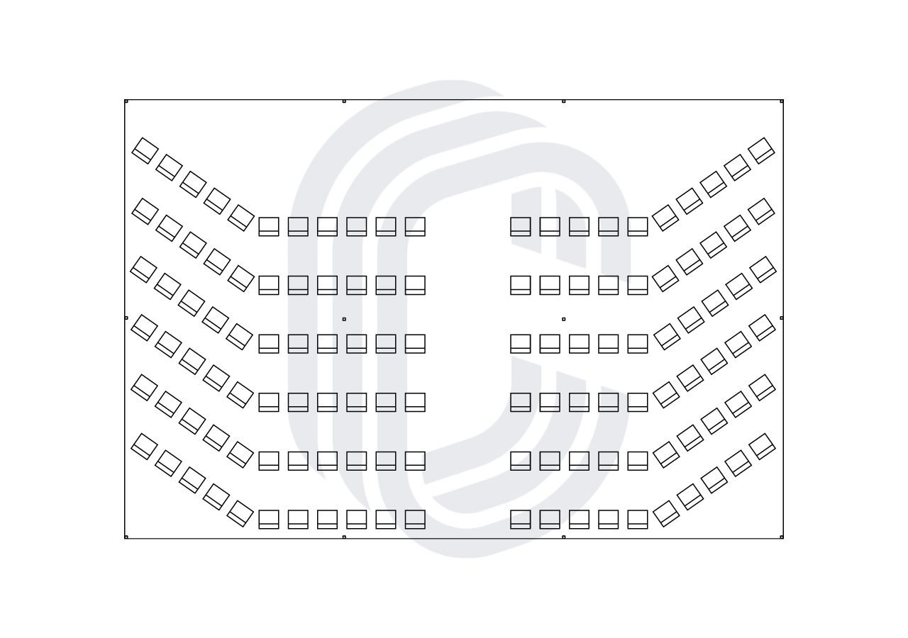 30' by 45' pole tent layout for a 125 guest ceremony