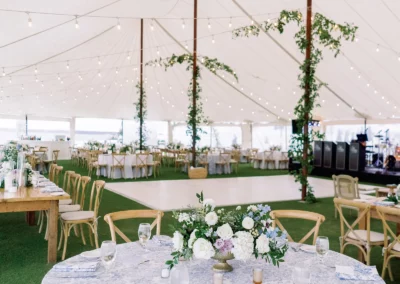 white tuscan lighting in sailcloth tent