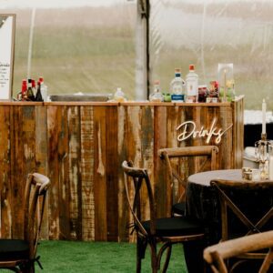 Salvaged Board Wood Bar Front