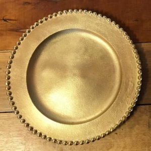 Gold Beaded Charger Rental For Weddings