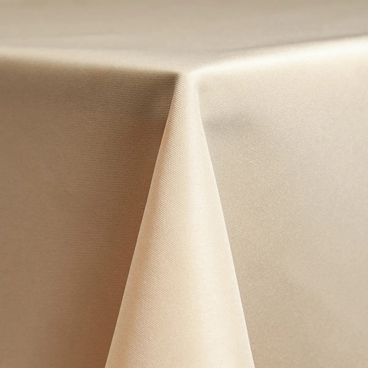 Beige Poly Linen Rental by Collective Event Group up close