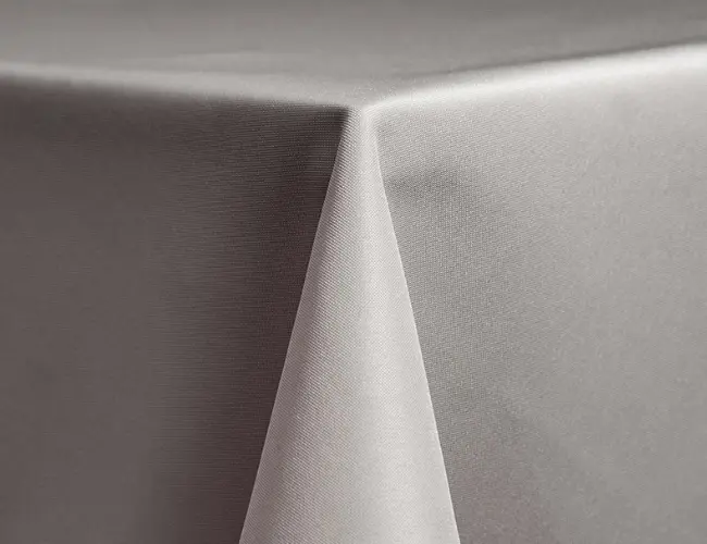 grey silver polyester linen rental by Collective Event Group