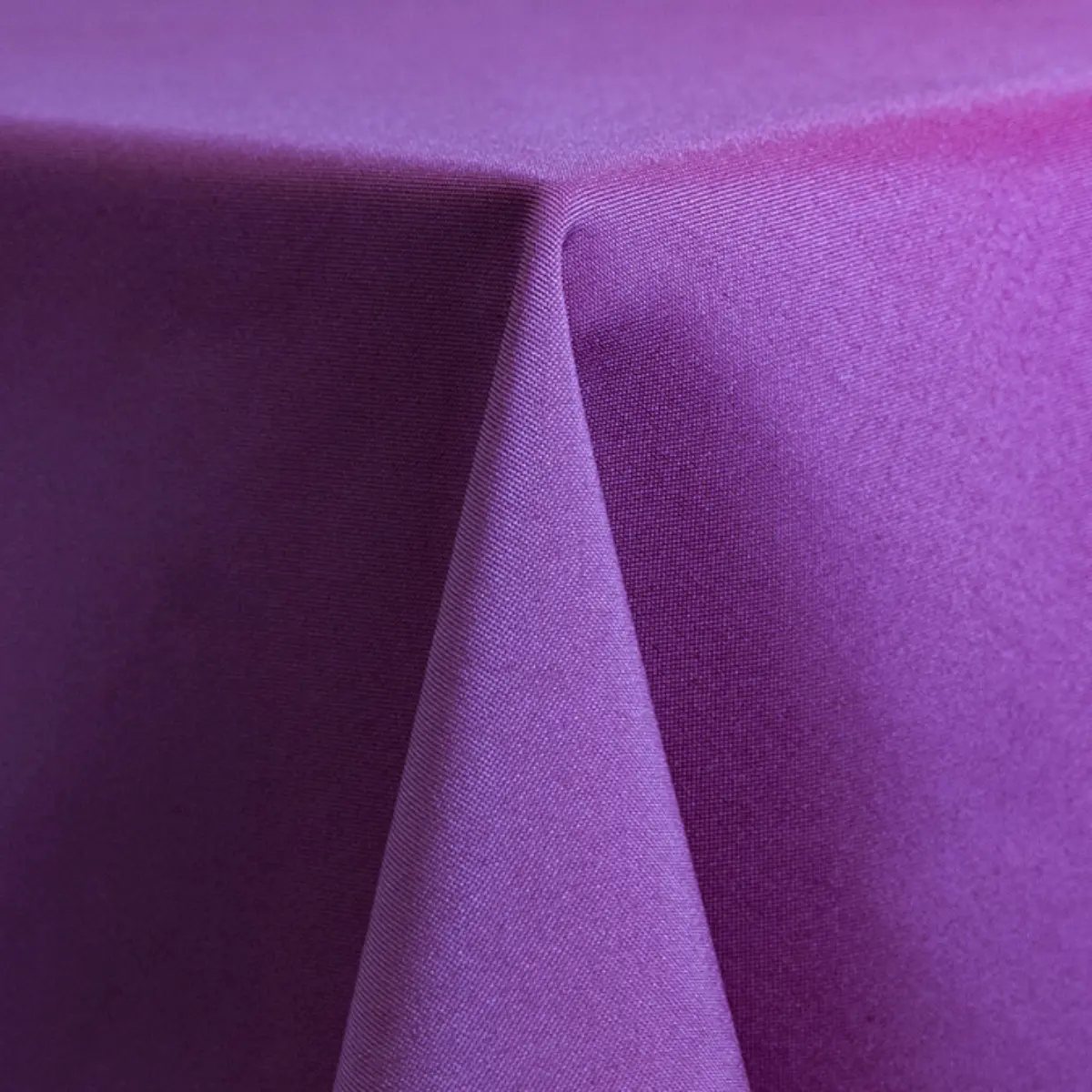 purple poly linen rental up close