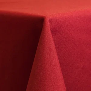 red poly linen up close