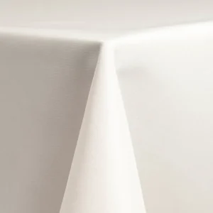 White polyester linen rental from Collective Event Group up close