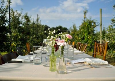 Farm to table dinner tablescape with rentals by Collective Event Group