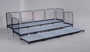 tiered stage with guard rails