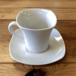 White Square Coffee Cup & Saucer