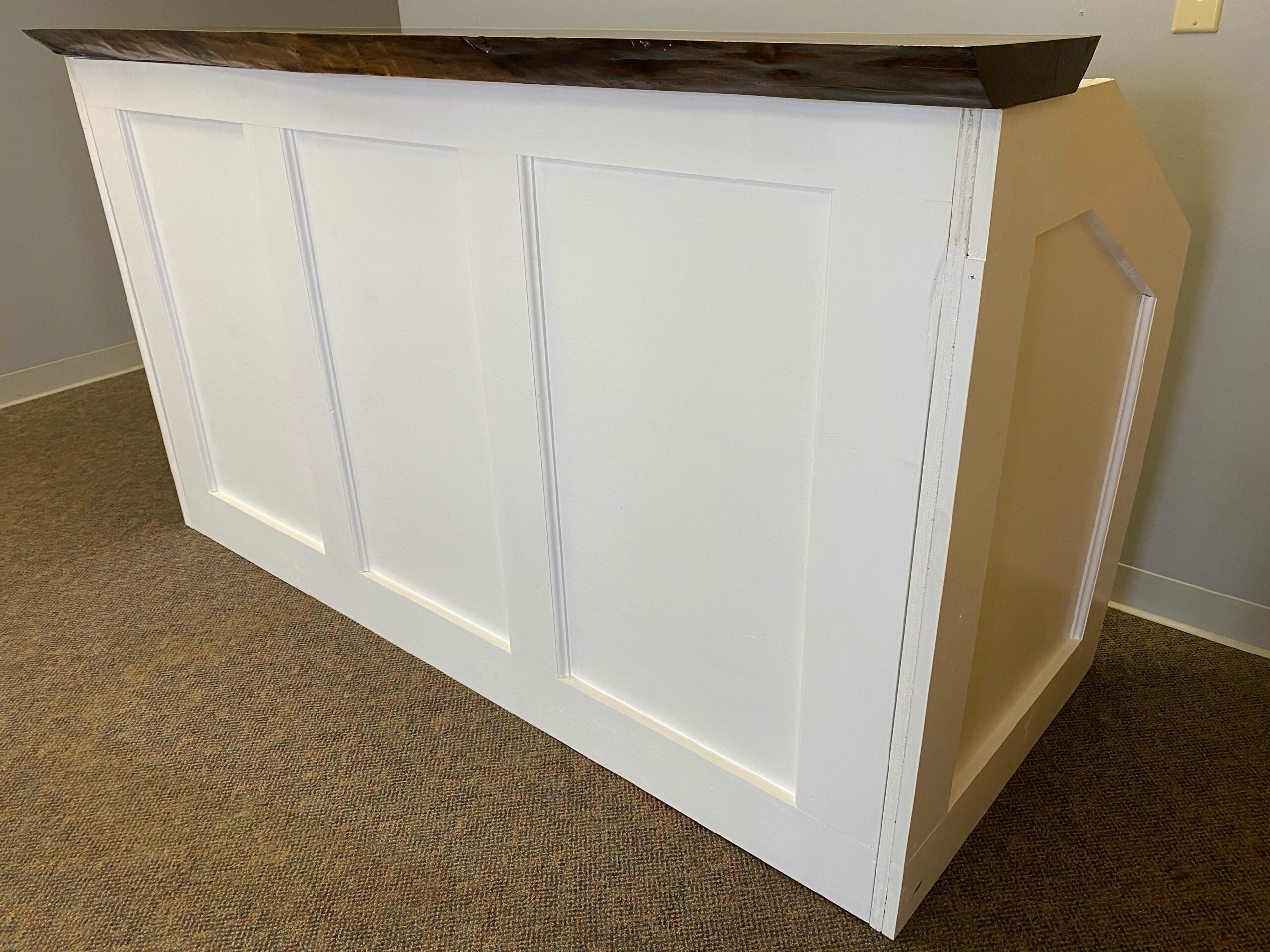 White Bar w Wood Top EC front side view White Bar Rental