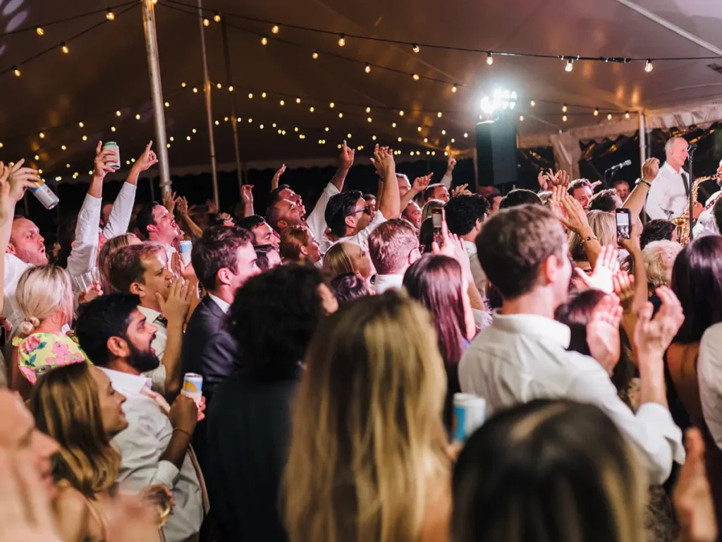dancing at tent wedding reception