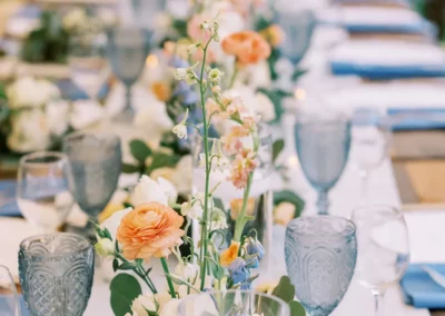 dusty blue table decor wedding