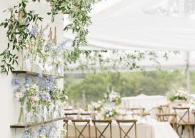 tent entrance with flower wall