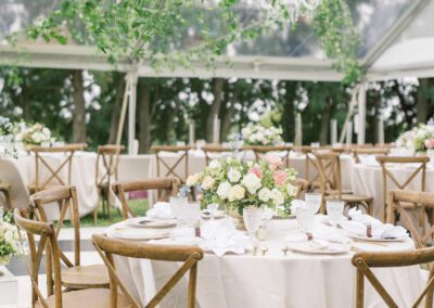 tent with greenery draped inside