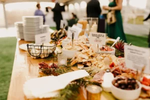 appetizer station on farmhouse table