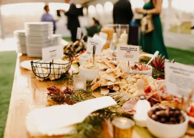 appetizer station on farmhouse table