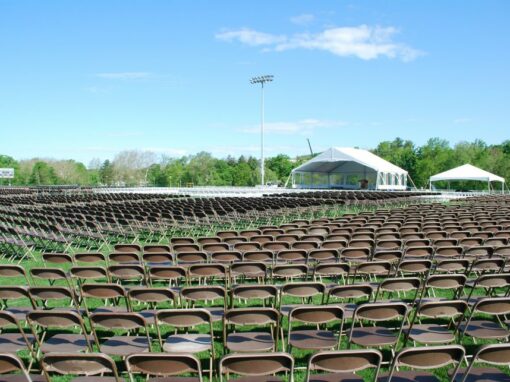 College Commencement Chair Setups
