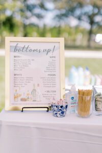 signature cocktail sign set up on bar