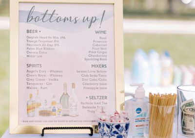 signature cocktail sign set up on bar