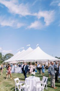 wedding tent set up on summer day