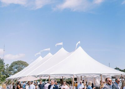 wedding tent set up on summer day