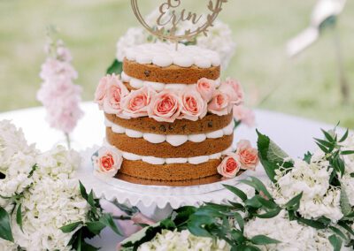 naked wedding cake with strawberries