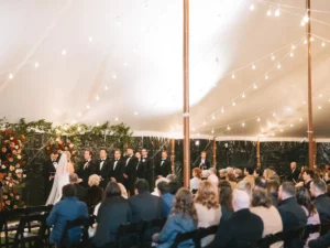 Ceremony inside a sailcloth tent