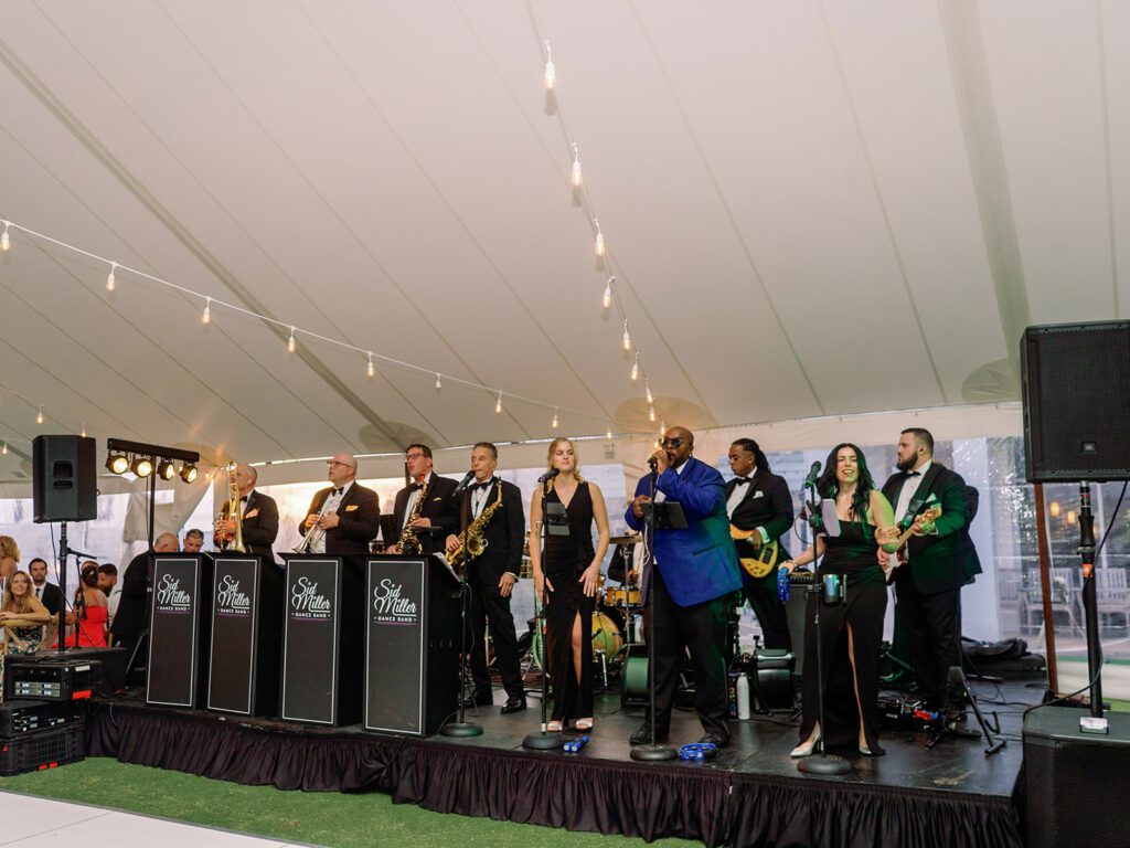 wedding band standing on stage