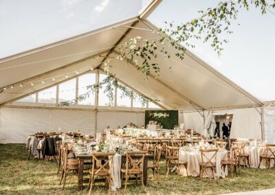 tent with clear ceiling skylight set up for wedding in maryland