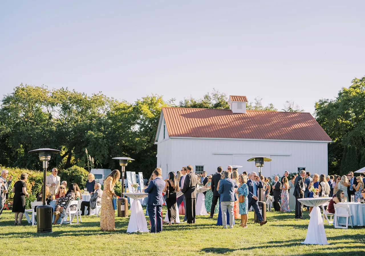 Cocktail Hour outdoors with propane heaters during a Wedding in Cape May, New Jersey
