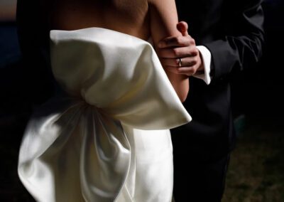 bridal gown bow close up