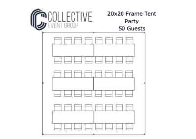 20′ by 20′ Frame Tent for 50 Guests