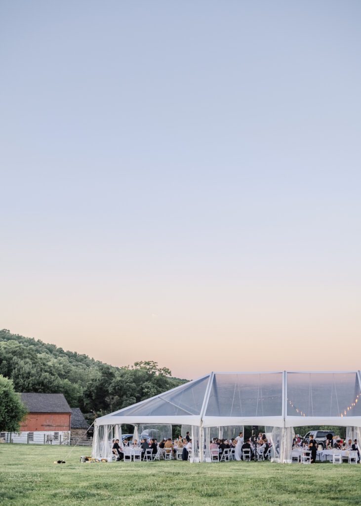 clear top frame tent with hip ends