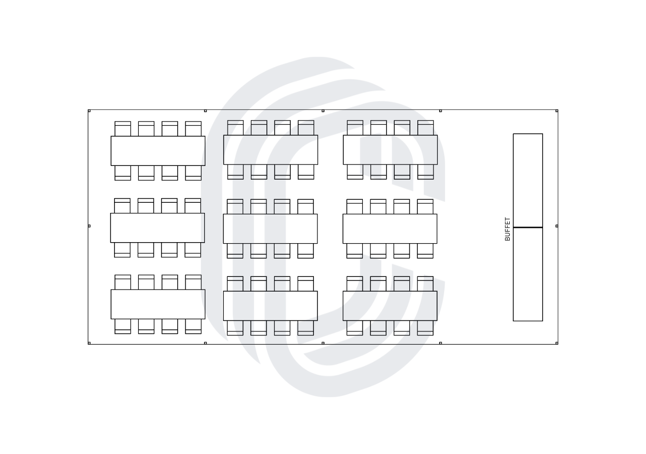 20x40frame_72guests 20' by 40' Frame Tent with 72 Guests and space for 2 buffet tables
