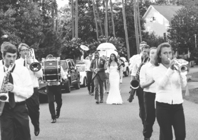 Recessional with the band on the street