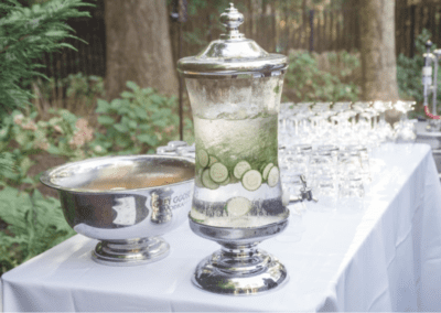 Refreshments table with chrome drink dispenser