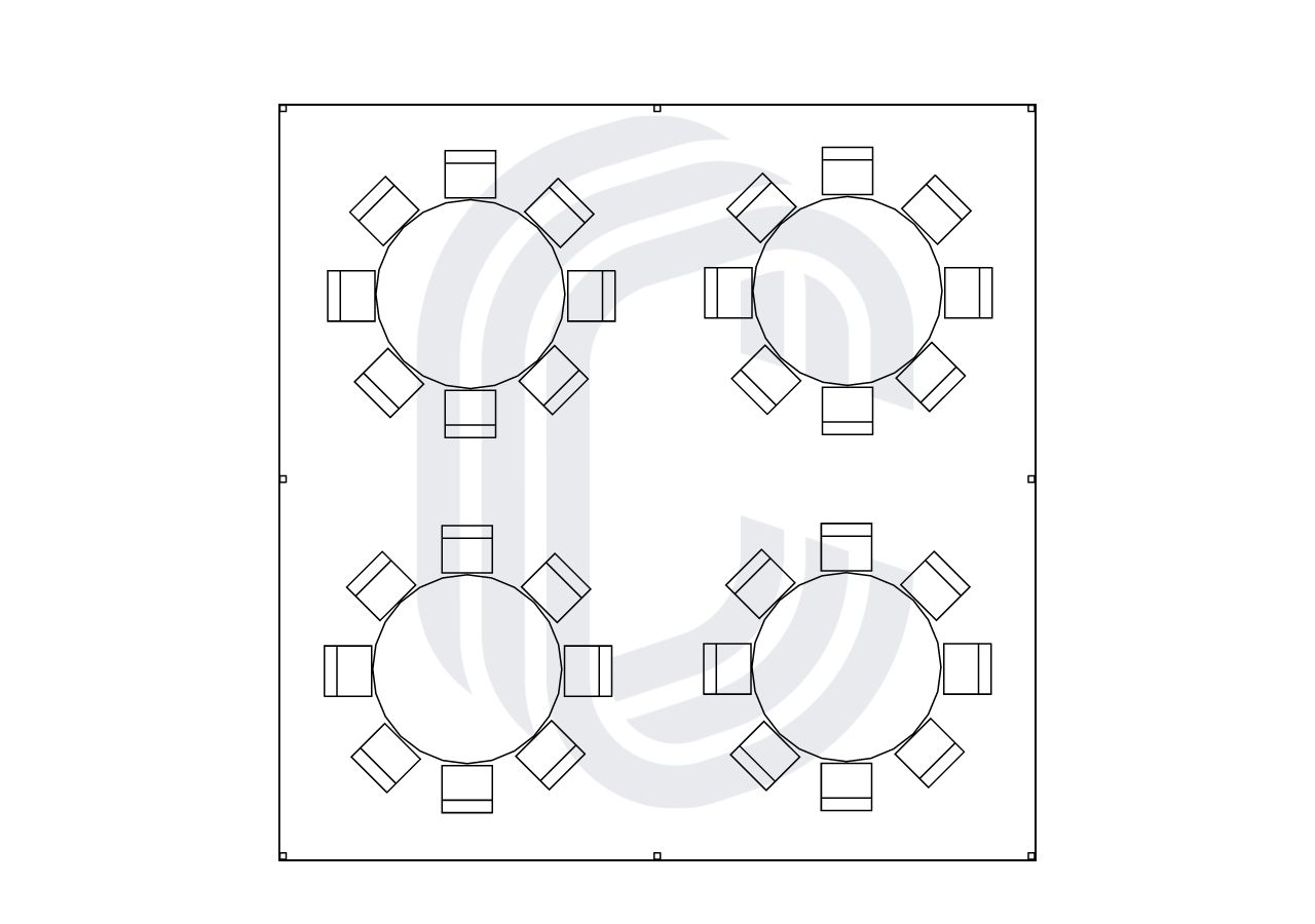 20x20frame_32guests 20' by 20' Frame Tent Layout for 32 Guests