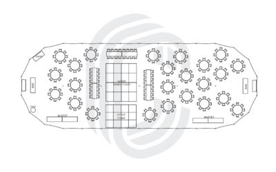 45′ by 124′ Sailcloth for 240 Guests