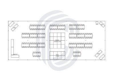 40′ by 100′ Tent Layout for a 160 Guest Wedding with Banquet Seating