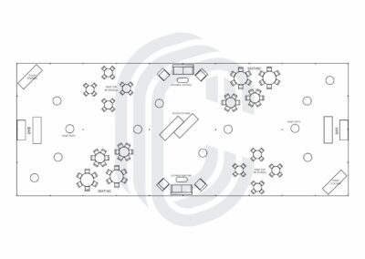 40′ by 100′ Tent Layout for a 250 Guest Cocktail Party