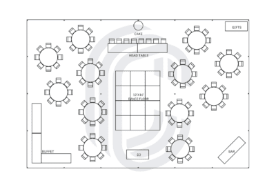 40′ by 60′ Pole Tent for 104 Guests