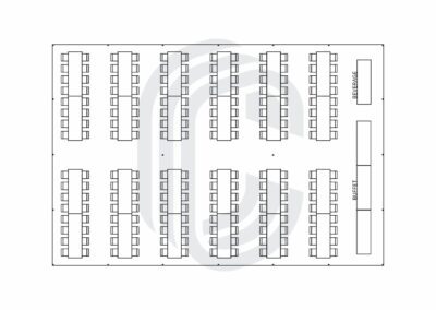 40′ by 60′ Pole Tent Layout for 192 Guests
